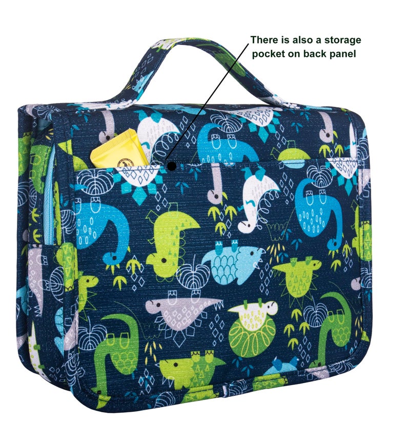 Eudora Hanging Travel Kids Toiletry Bag for Boys  Waterproof Travel Organizer  Cute Dinosaur Snake Cartoon Cosmetic Bath Bag with 360 Rotatable Hook (Blue) - Image 4